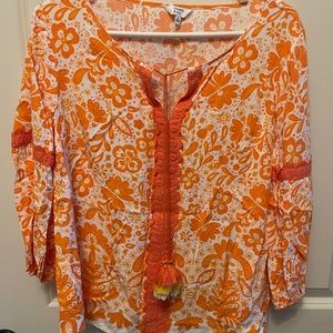 Crown & Ivy orange print top